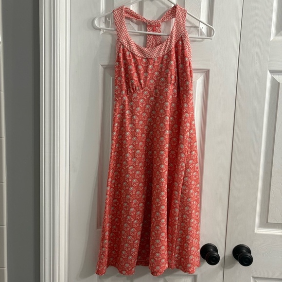 PrAna | Casual Outdoor Athleisure Knit T Back Sundress Orange Tribal | SZ S - Picture 1 of 7